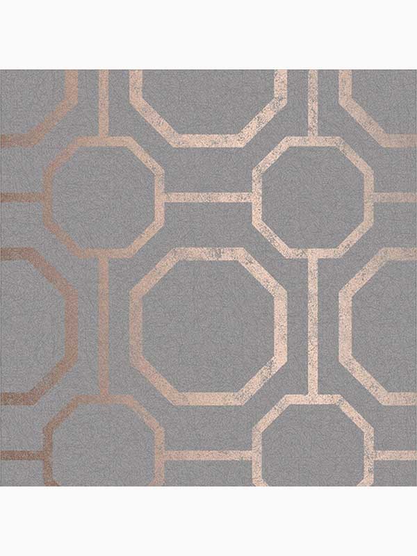 Sashiko Geometric fabric in rose gold and grey color - pattern number 105773 - by Graham and Brown in the Graham and Brown Collection collection