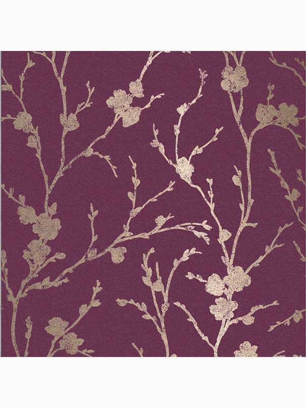 Meiying Floral Trail fabric in mauve purple gold color - pattern number 105918 - by Graham and Brown in the Graham and Brown Collection collection
