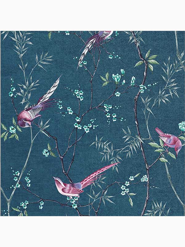 Tori Tropical Birds fabric in teal color - pattern number 106390 - by Graham and Brown in the Graham and Brown Collection collection