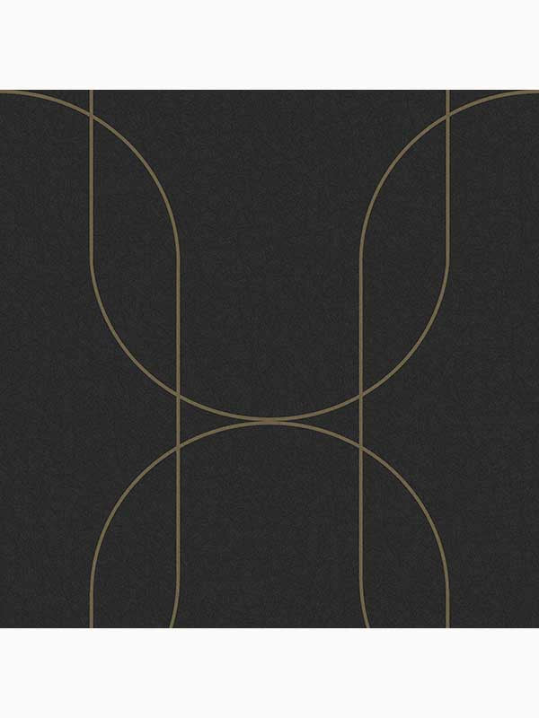 Palais Geometric fabric in black and gold color - pattern number 112188 - by Graham and Brown in the Graham and Brown Collection collection