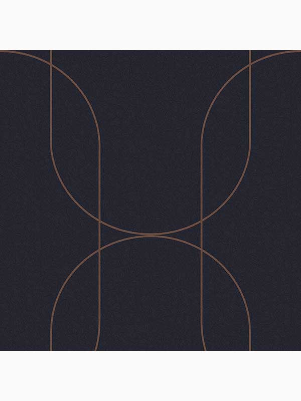 Palais Geometric fabric in navy blue and copper color - pattern number 112189 - by Graham and Brown in the Graham and Brown Collection collection