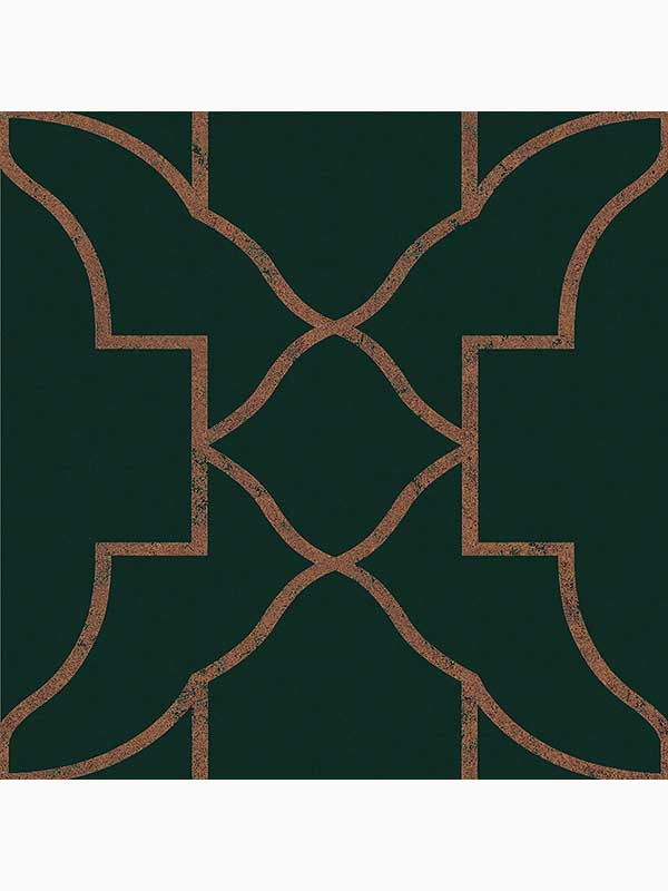 Versailles Geometric fabric in emerald green and copper color - pattern number 113959 - by Graham and Brown in the Graham and Brown Collection collection