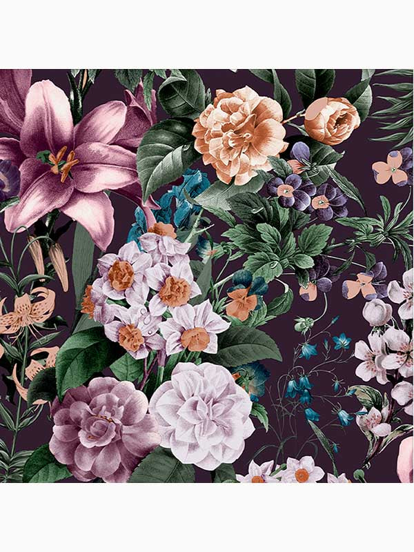 Glasshouse Flora Birds Tropical wallpaper in amethyst purple color - pattern number 113965 - by Graham and Brown in the Graham and Brown Collection collection