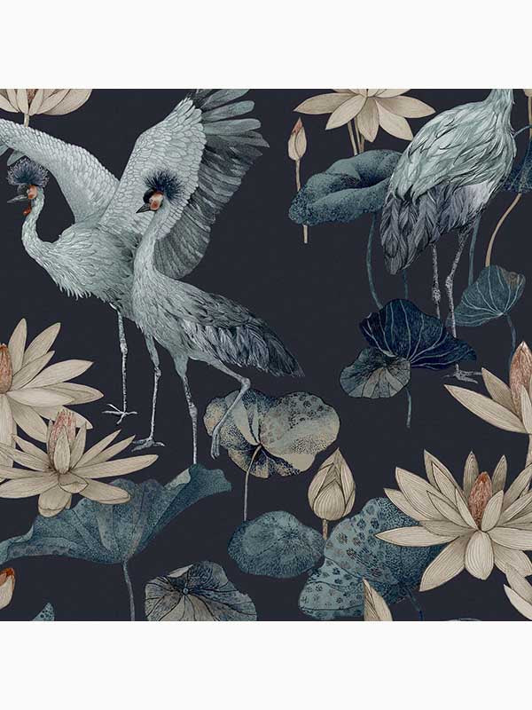 Teien Tropical fabric in navy blue color - pattern number 115052 - by Graham and Brown in the Graham and Brown Collection collection