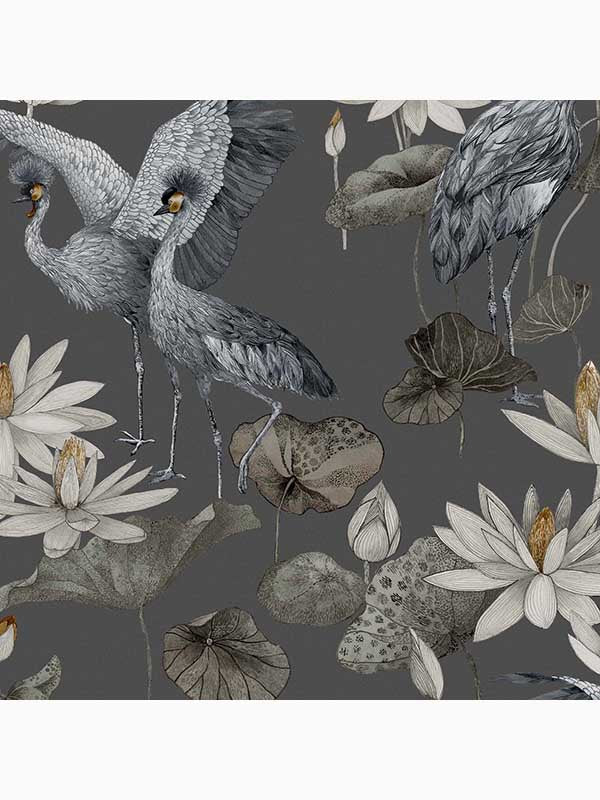 Teien Tropical fabric in slate grey color - pattern number 115053 - by Graham and Brown in the Graham and Brown Collection collection