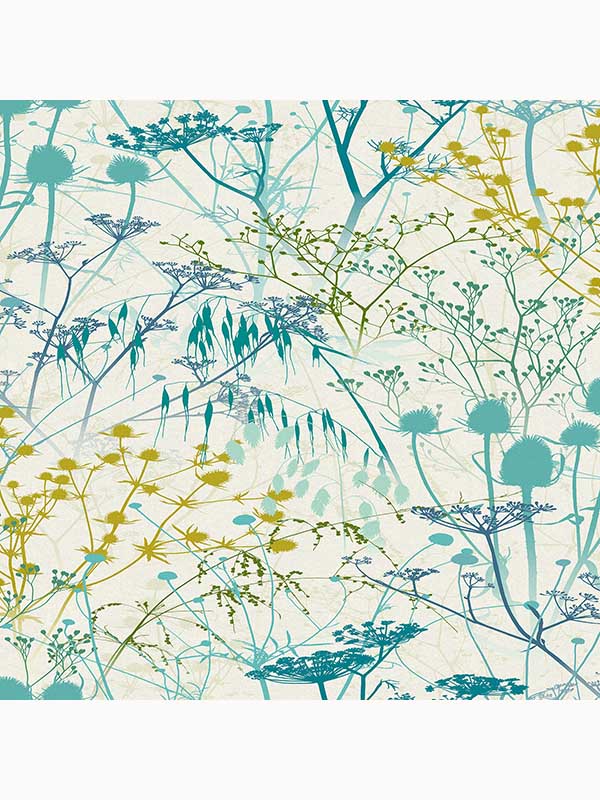 Clarissa Hulse Summer Border fabric in verdigris color - pattern number 120387 - by Graham and Brown in the Graham and Brown Collection collection