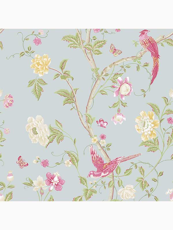Summer Palace fabric in duck egg color - pattern number 113392 - by Laura Ashley in the Laura Ashley Collection collection