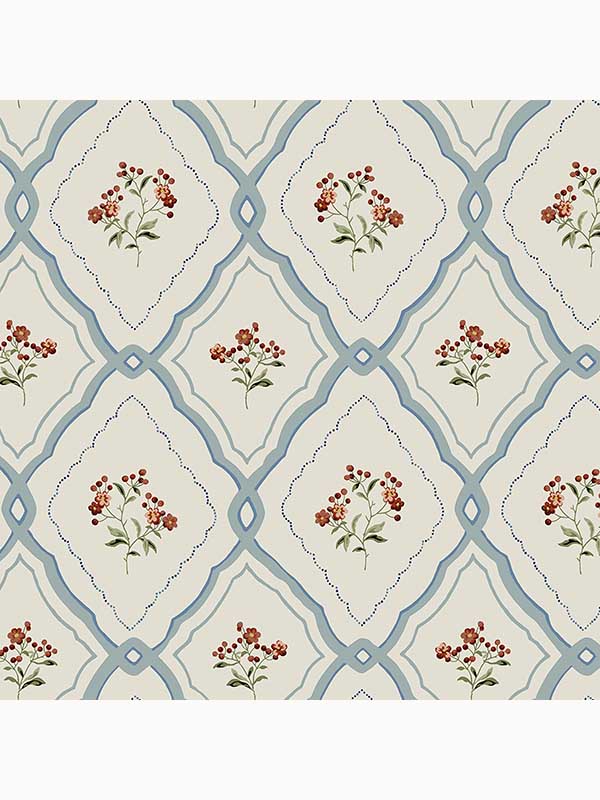 ローラアシュレイ 壁掛けパネル ガーデンバーズ Pinford Trellis Pale Seaspray Blue 121066 Wallpaper by Laura
