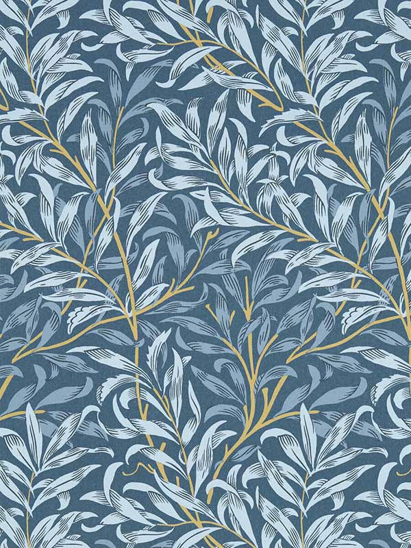Willow Boughs fabric in denim color - pattern number W0172/01.CAC.0 - by Clarke and Clarke in the William Morris Wallcovering collection