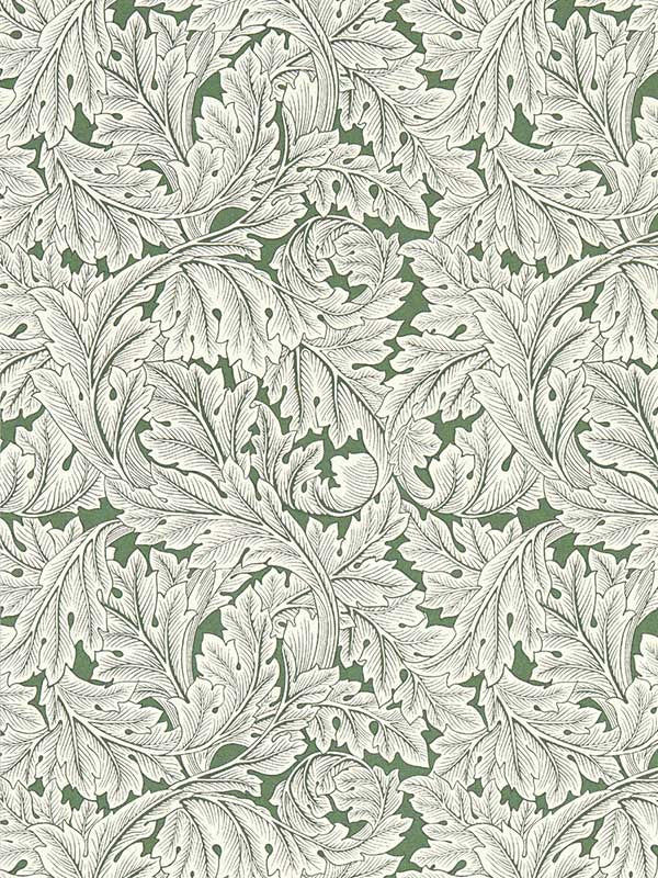 Acanthus fabric in sage color - pattern number W0175/01.CAC.0 - by Clarke and Clarke in the William Morris Wallcovering collection