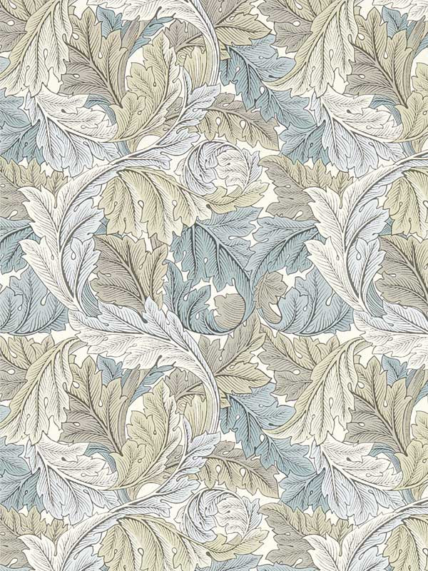 Acanthus fabric in dove color - pattern number W0175/03.CAC.0 - by Clarke and Clarke in the William Morris Wallcovering collection