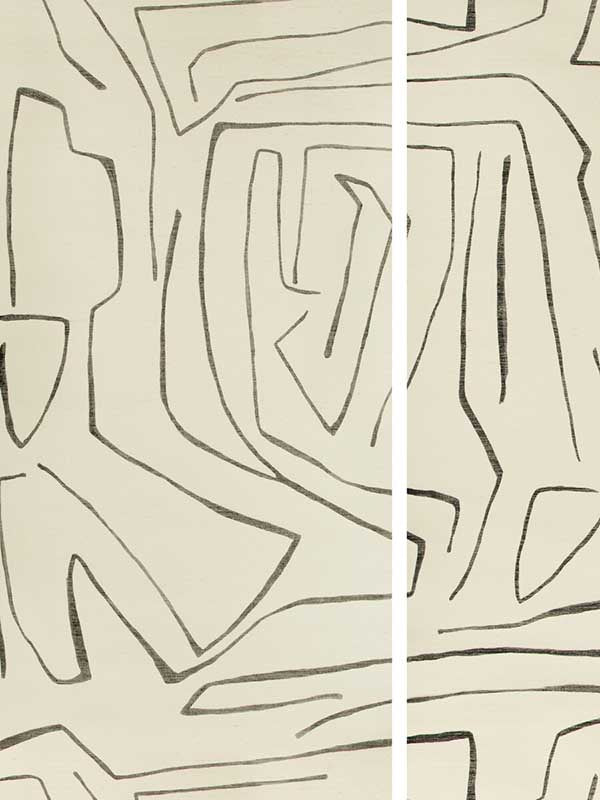 Graffito Ii fabric in ivory ebony color - pattern number GWP-3720.18.0 - by Lee Jofa Modern in the Kelly Wearstler Volume I collection