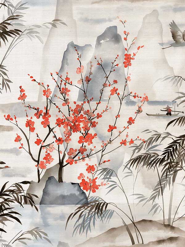 Sise Lane fabric in coral color - pattern number CL31201 - by Carl Robinson in the Carl Robinson 19 The Wall collection