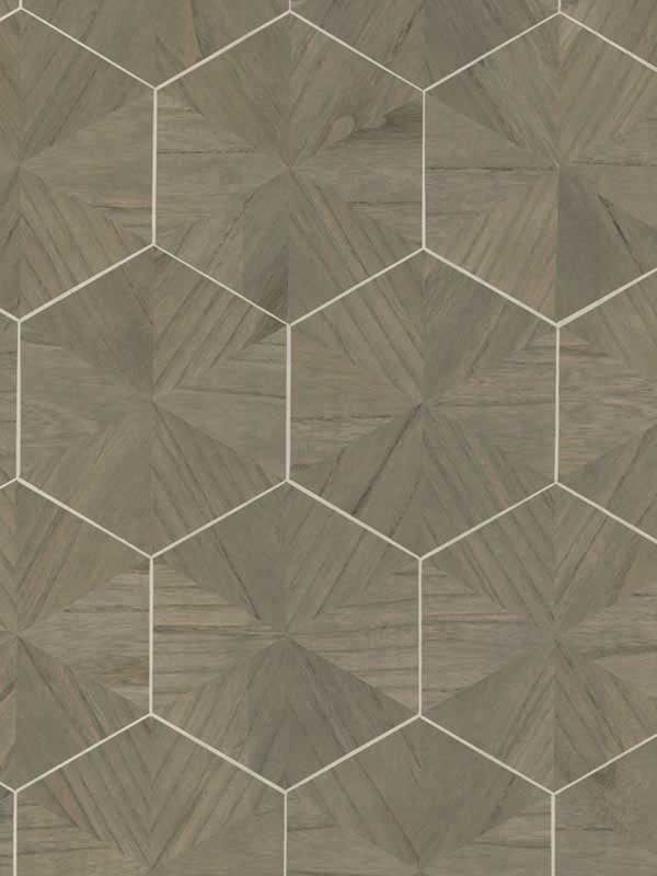 Hexagram Wood Veneer fabric in caper color - pattern number HO2102GV - by Ronald Redding in the Grasscloth and Natural Resource collection