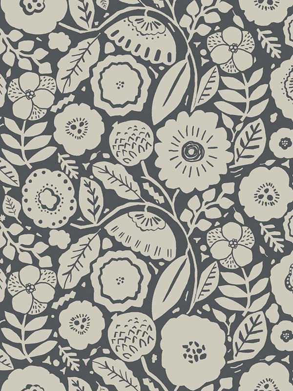 Camille Blossom fabric in charcoal color - pattern number LM5395 - by York Designer Series in the Lemieux et Cie Signature collection