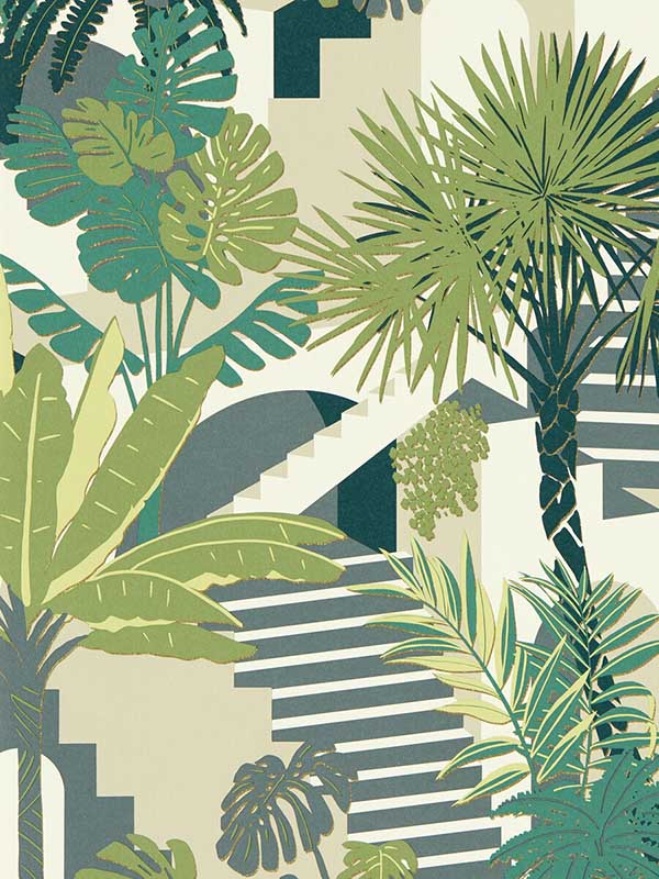 Malindi fabric in palm color - pattern number W0186/03.CAC.0 - by Clarke and Clarke in the Breegan Jane Wallcoverings collection