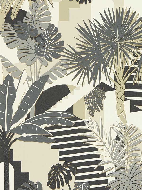 Malindi fabric in charcoal color - pattern number W0186/01.CAC.0 - by Clarke and Clarke in the Breegan Jane Wallcoverings collection