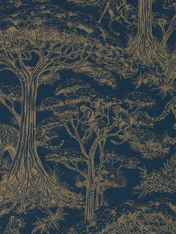 Kisumu fabric in midnight luxe color - pattern number W0185/02.CAC.0 - by Clarke and Clarke in the Breegan Jane Wallcoverings collection