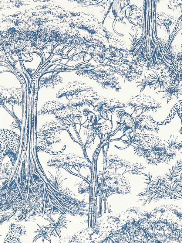 Kisumu fabric in caribbean color - pattern number W0185/01.CAC.0 - by Clarke and Clarke in the Breegan Jane Wallcoverings collection