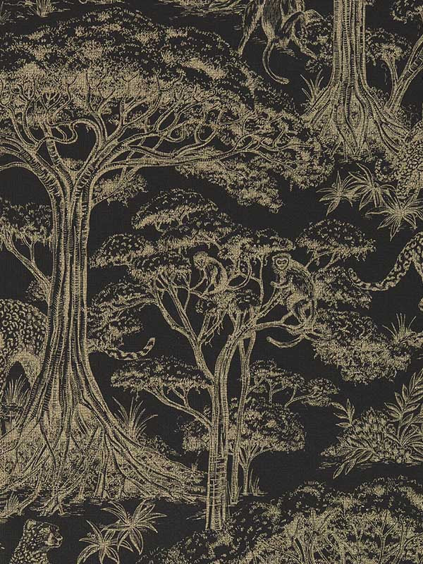 Kisumu fabric in noir luxe color - pattern number W0185/04.CAC.0 - by Clarke and Clarke in the Breegan Jane Wallcoverings collection