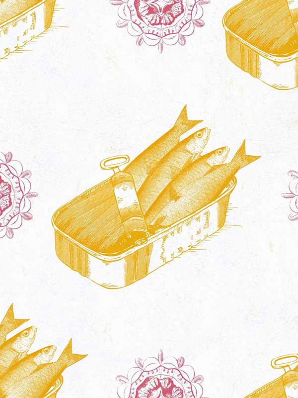 Sardines fabric in yellow color - pattern number WP20010 - by Mind the Gap in the Designer Collection I collection