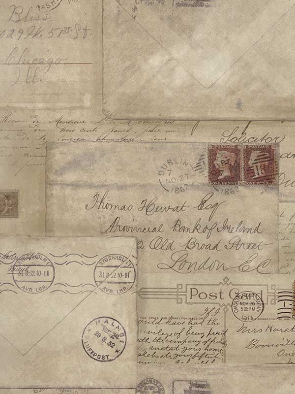 Vintage Letters fabric in brown sepia color - pattern number WP20017 - by Mind the Gap in the Designer Collection I collection