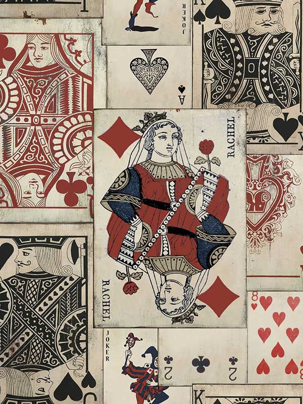 Play Cards fabric in red black and white color - pattern number WP20019 - by Mind the Gap in the Designer Collection I collection