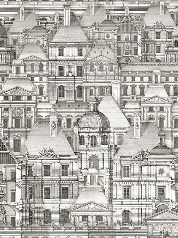 Louvre wallpaper in black and white grey color - pattern number WP20020 - by Mind the Gap in the Designer Collection I collection