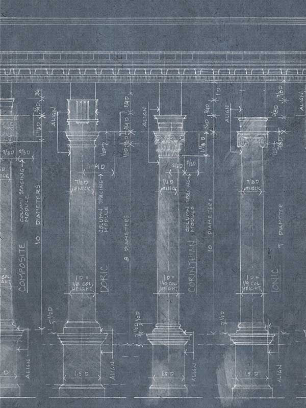 Colonnade fabric in blue blue white color - pattern number WP20023 - by Mind the Gap in the Designer Collection I collection