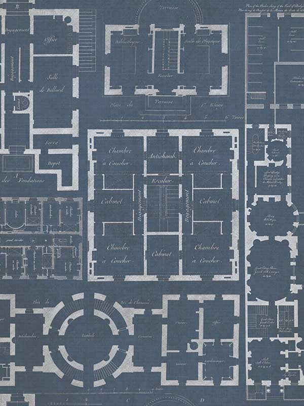 Chateau fabric in blue blue white color - pattern number WP20026 - by Mind the Gap in the Designer Collection I collection