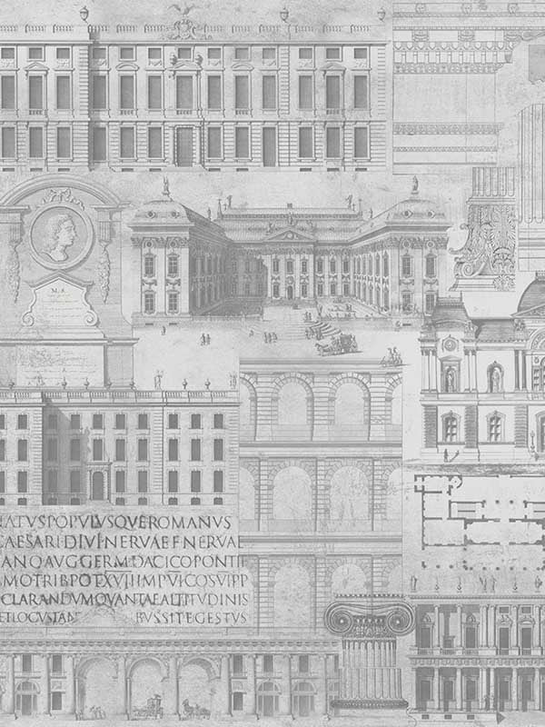 Vitruvius wallpaper in neutral black and white gray color - pattern number WP20027 - by Mind the Gap in the Designer Collection I collection