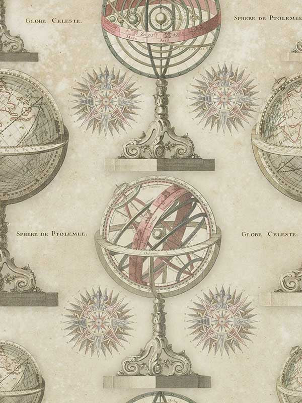 Armillary fabric in brown sepia color - pattern number WP20029 - by Mind the Gap in the Designer Collection I collection