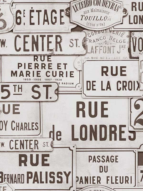 Street Signs wallpaper in brown brown sepia color - pattern number WP20034 - by Mind the Gap in the Designer Collection I collection