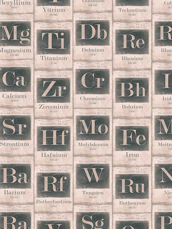 Periodic Table fabric in sand black and white color - pattern number WP20041 - by Mind the Gap in the Designer Collection I collection
