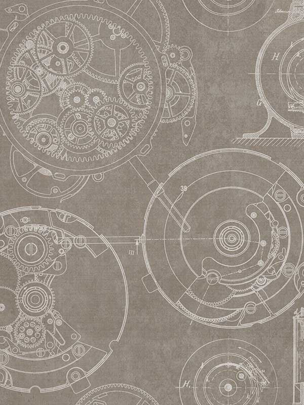 Horlogerie fabric in taupe black and white brown sepia color - pattern number WP20042 - by Mind the Gap in the Designer Collection I collection