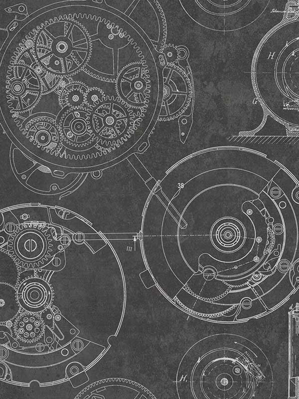 Horlogerie fabric in anthracite black and white color - pattern number WP20043 - by Mind the Gap in the Designer Collection I collection