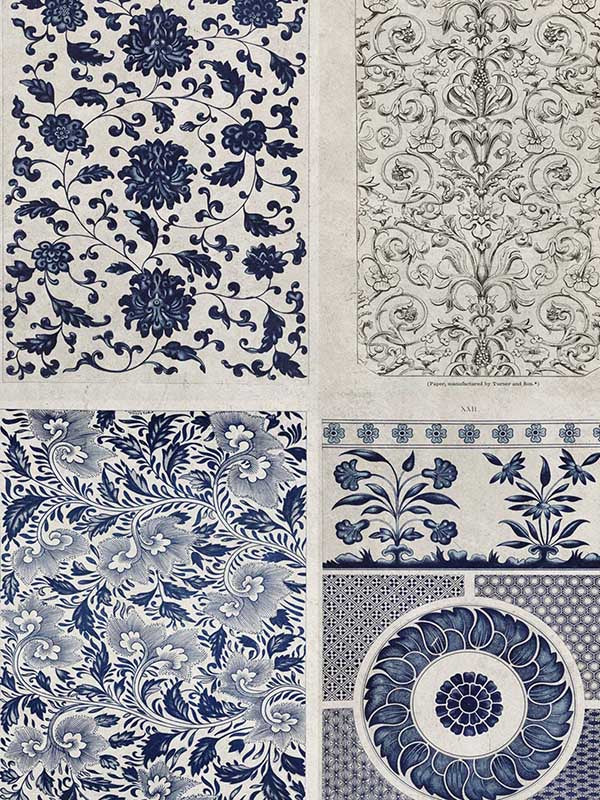 Chinese Patterns fabric in blue color - pattern number WP20051 - by Mind the Gap in the Designer Collection I collection