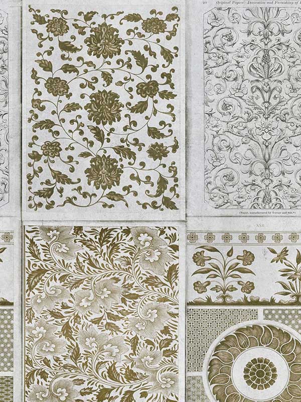 Chinese Patterns fabric in brown blue brown sepia color - pattern number WP20052 - by Mind the Gap in the Designer Collection I collection