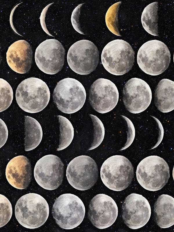 Moon Phases fabric in full pallette color - pattern number WP20066 - by Mind the Gap in the Designer Collection I collection