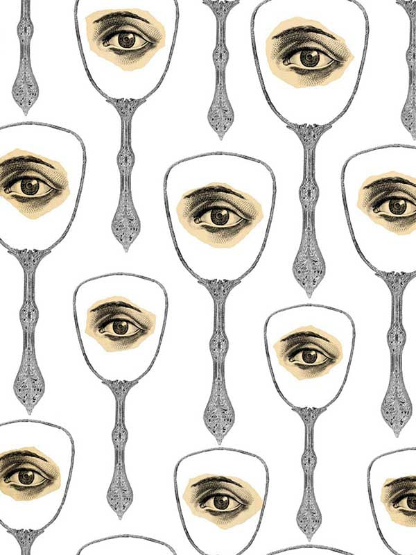 MirrorS Eye wallpaper in neutral blue yellow brown sepia color - pattern number WP20082 - by Mind the Gap in the Designer Collection I collection