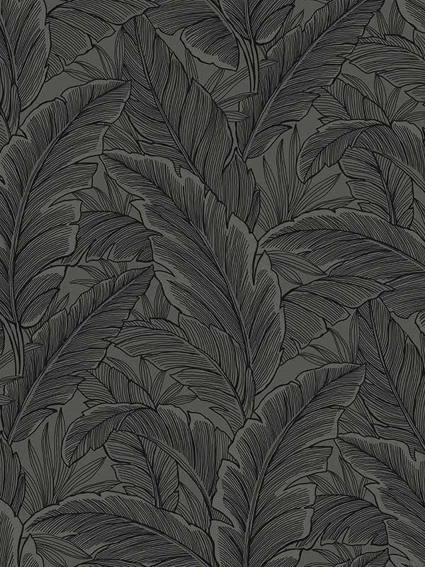Gulf Tropical Leaves fabric in slate grey color - pattern number ET13008 - by Seabrook in the Etten Gallerie Online collection