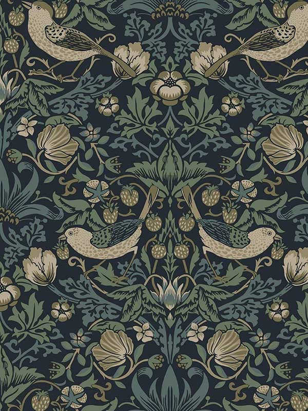 Strawberry Meadow wallpaper in blue color - pattern number ET13402 - by Seabrook in the Etten Gallerie Online collection