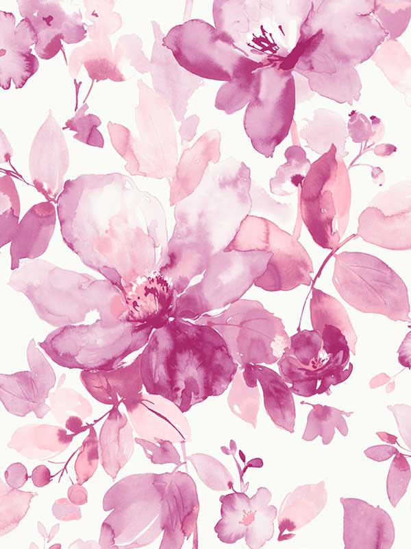 Watercolor Flower Peel and Stick fabric in pink color - pattern number NW47801 - by NextWall in the Peel and Stick Wallpaper by Nextwall collection