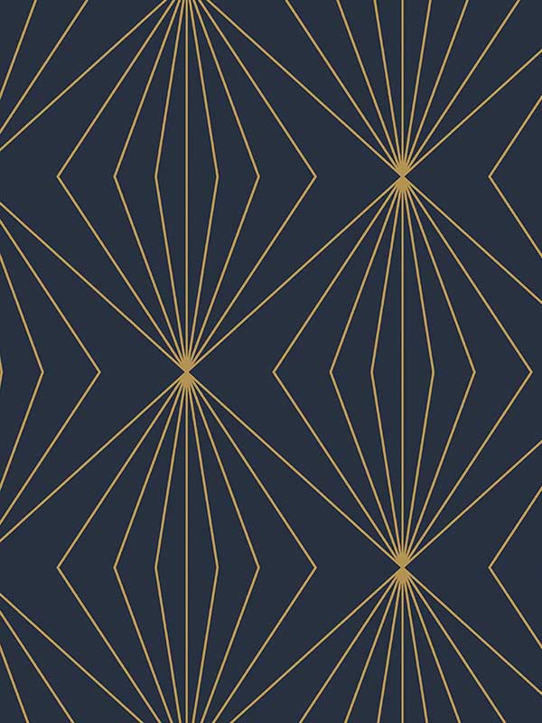 Gem Geometric Peel and Stick fabric in dark blue and metallic gold color - pattern number NW53102 - by NextWall in the Peel and Stick Wallpaper by Nextwall collection