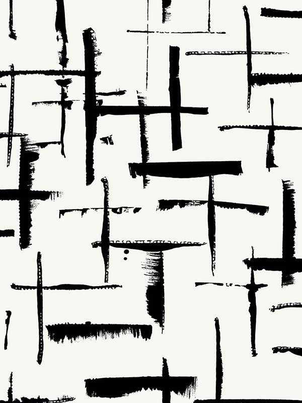 Crosshatch Abstract Peel and Stick wallpaper in ebony and eggshell color - pattern number NW53300 - by NextWall in the Peel and Stick Wallpaper by Nextwall collection
