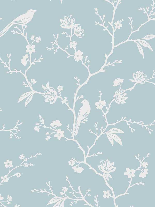 Songbird Chinoiserie Peel and Stick wallpaper in blue skies color - pattern number NW53402 - by NextWall in the Peel and Stick Wallpaper by Nextwall collection