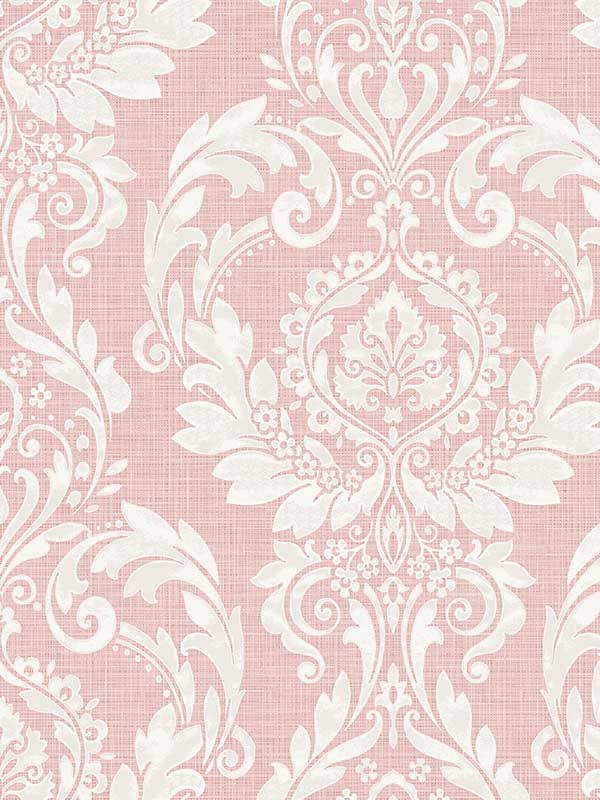 Cora Damask Peel and Stick wallpaper in light pink color - pattern number NW54801 - by NextWall in the Peel and Stick Wallpaper by Nextwall collection
