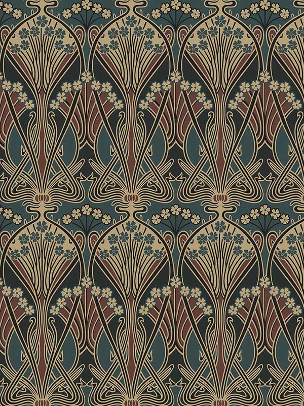 Deco Dragonfly Peel and Stick wallpaper in aegean blue and clay color - pattern number NW55501 - by NextWall in the Peel and Stick Wallpaper by Nextwall collection