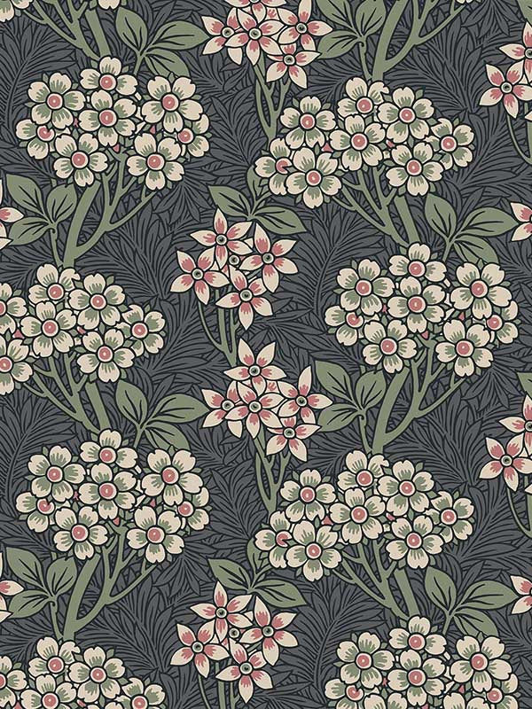 Floral Vine Peel and Stick wallpaper in smoke and laurel green color - pattern number NW56110 - by NextWall in the Peel and Stick Wallpaper by Nextwall collection
