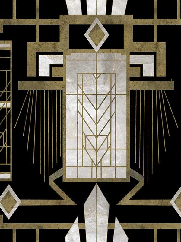 Glamour wallpaper in dark gold black white color - pattern number WP20226 - by Mind the Gap in the Designer Collection II collection